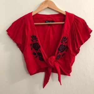 Love Tree Cropped Knot Blouse